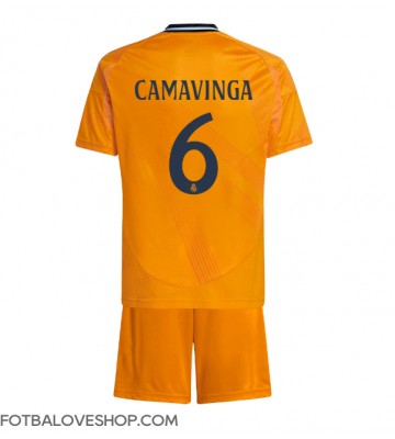 Real Madrid Eduardo Camavinga #6 Dětské Venkovní Dres 2024-25 Krátký Rukáv (+ trenýrky)